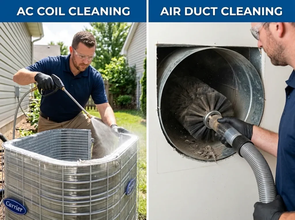 AC coil cleaning before and aftere