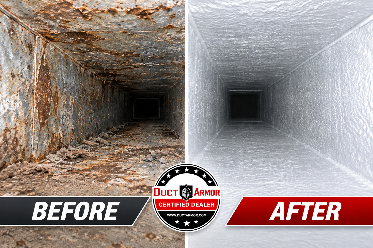Duct Armor before and after duct restoration example