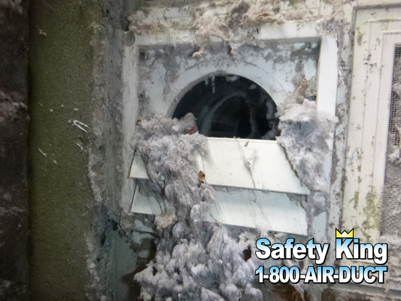 Before example showing buildup inside ductwork before cleaning