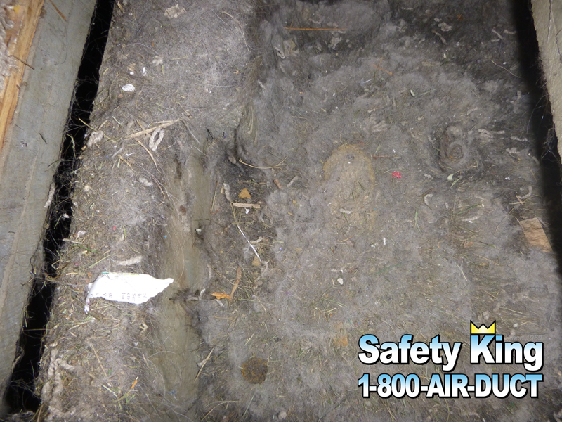 Before example showing buildup in a duct system before cleaning