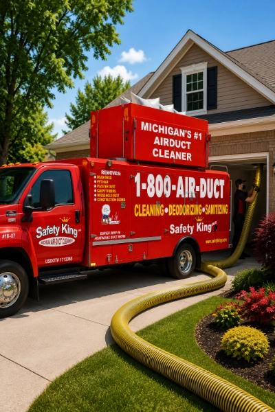 Safety King air duct cleaning truck used for professional duct cleaning in Michigan